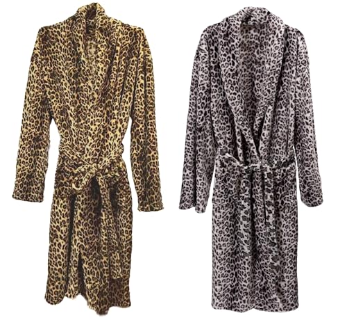 Bademantel Unisex Fell Tierfellmuster Tiermotiv Leopard Microfaser...