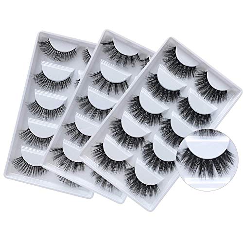 3D Mink Lashes Wholesale 3 Styles Dramatic Long Faux Mink Eyelashes Natural Soft Handmade Crossed Cluster False Eyelashes Pack (15 Pairs/3 Pack)