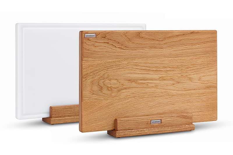 Schneidebrett Eiche & Schneidebrett Kunststoff - Praktisches Schneidebrett-Set inkl. Halter- Made In Germany - 2 x 45x29x3,8 cm