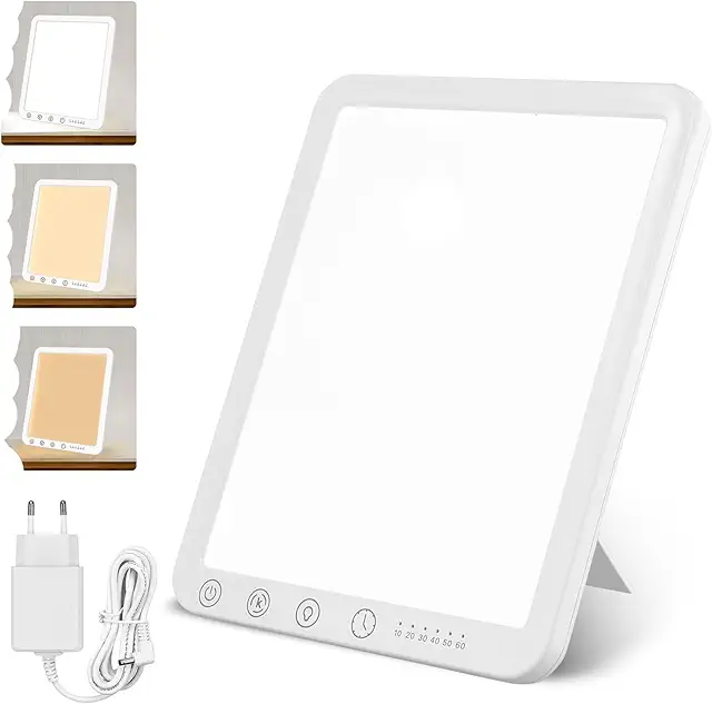 Light Therapy Lamp - UV-Free, 15,000 Lux, 3 Color Temperatures & Adjustable Stand
