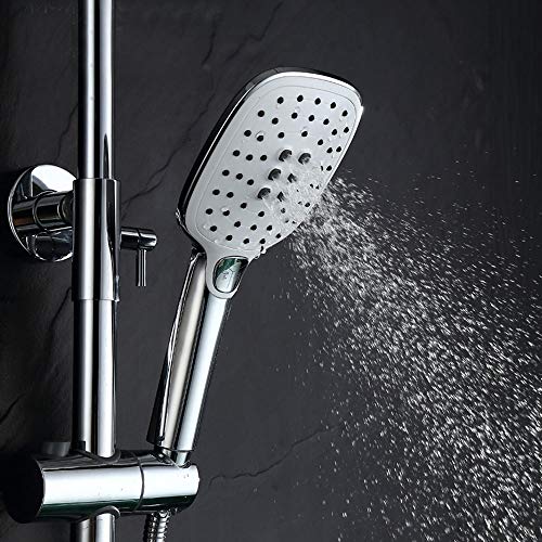 Système de douche design chromé avec mitigeur et bras déviateur