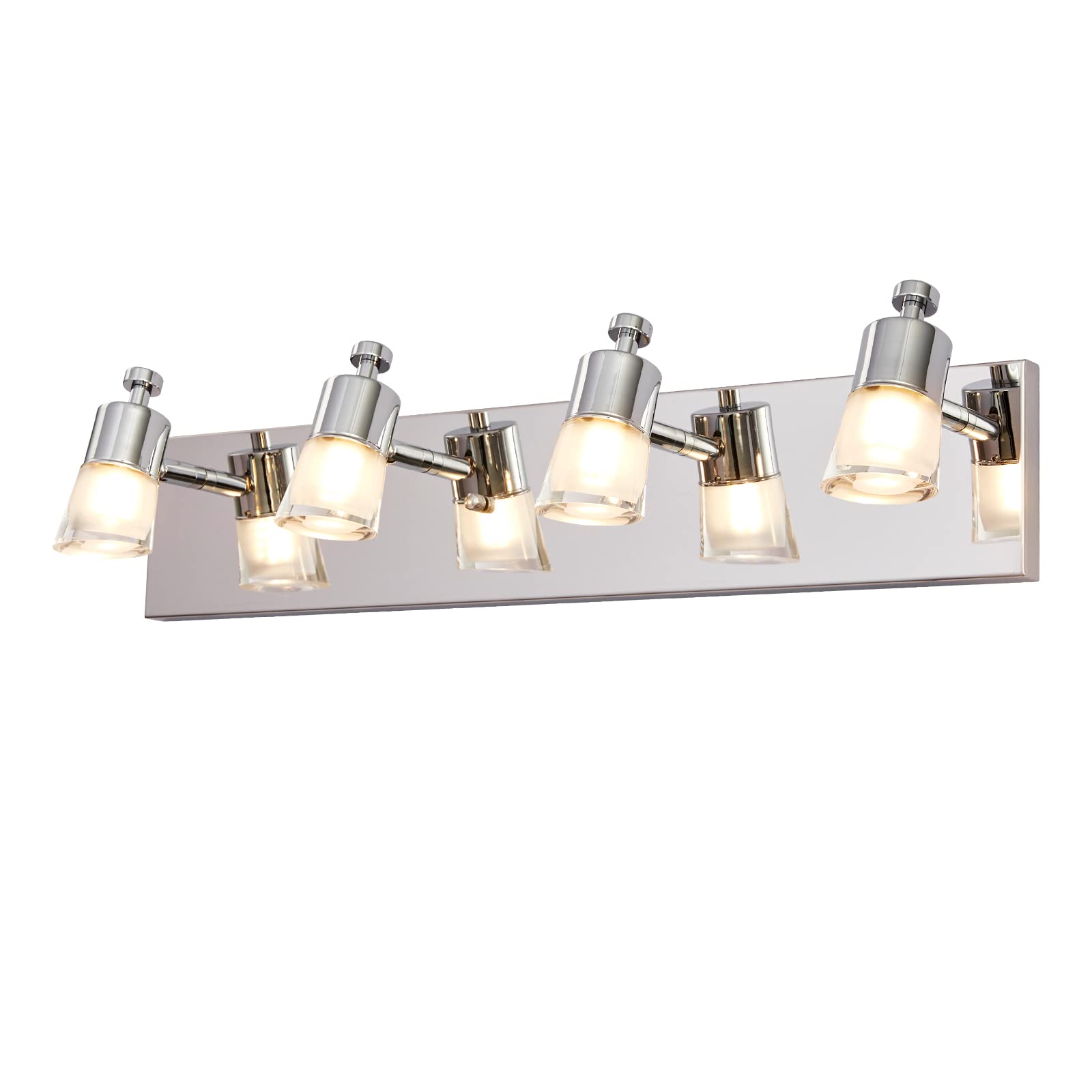 Photo 1 of 4-Light Bathroom Vanity Light Fixtures, Brushed Nickel Bathroom Lights Over Mirror with Acrylic Shade, Modern Wall Sconces Lamp for Bathroom, Living Room, G9 Base 4 Light