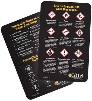 GHS Safety Wallet Card, Chemical/HAZMAT Training, Preprinted, 50 Pack, English, 4.5" x 2.5" x 1", Adult, 18+