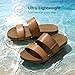 DREAM PAIRS Women's Open Toe Slides Sandals Comfortable Arch Support Footbed Two Strap Slip-on Fashion Casual Beach Vacation Lightweight Flat Sandals Summer for Women,Size 8,Natural,SDSS26003W