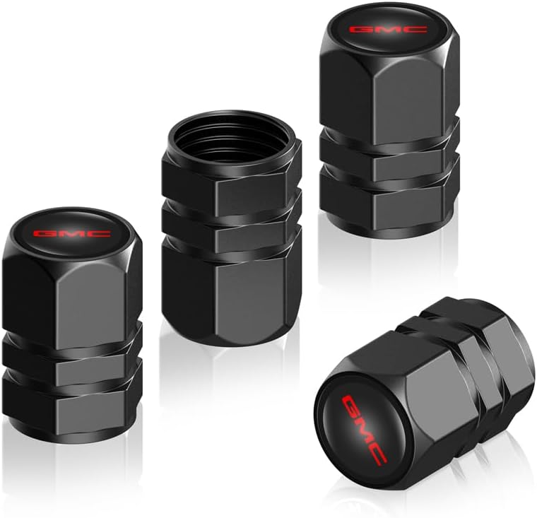 Miniatura 8 de Tapones para válvulas de neumáticos de automóvil y llavero de automóvil para GMC, 4 tapas de vástago de válvula de neumático de automóvil y combo de