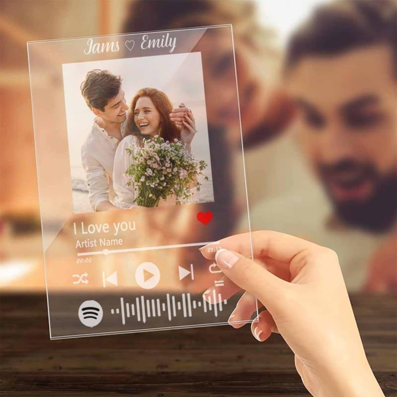 Miniatura 5 de Placa de Spotify personalizada, canción favorita personalizada con álbum de fotos, placa de música acrílica personalizada, regalos para novio,