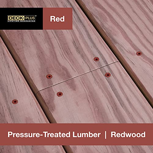 Image of Deck Plus 2-1 /2 Inch Epoxy Coated Exterior Wood and Fence Screws #10 x 2-1 /2 inch Torx /Star Drive Included Coarse Thread, Outdoor Rust Resistant Decking Screw, Red, XL Pack, 40 Pieces | 42599