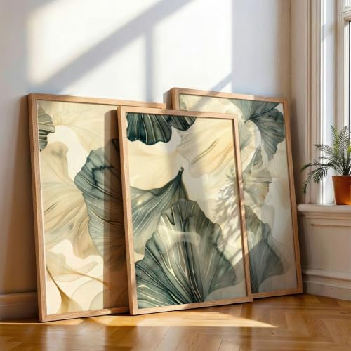Image of NoWorries Modern Portrait Art & London Floral Wall Frames Paintings | Chelsea & Covent Garden Botanical 300 GSM Premium Prints | Stylish Home Decor for Living Room, Office & Bedroom | Synthetic Wooden Wall Art Frames (Set of-3) (NATURAL, ART-5, 21X31INCHES)