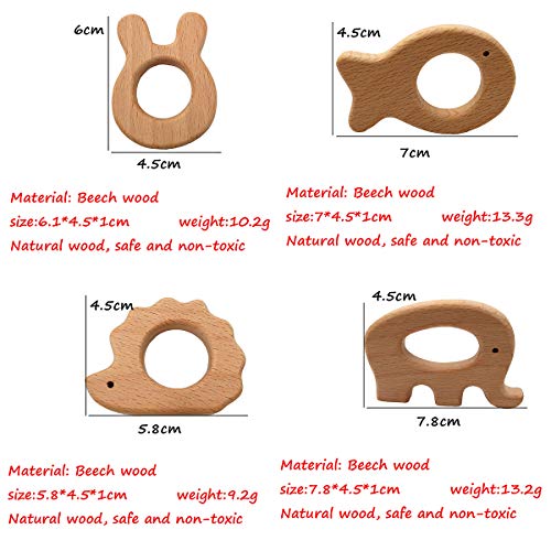 Alenybeby Nature Baby Teething Toys 11Pc Wooden Teether Montessori Toys Wood Teether Rings Organic Infant Teether Handmade Pendant Set Shower Gift (Type 1) #TOP2