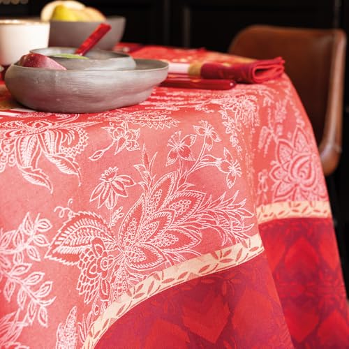 Nappe enduite Gipsy Rubis table carrée coton imperméable antitache