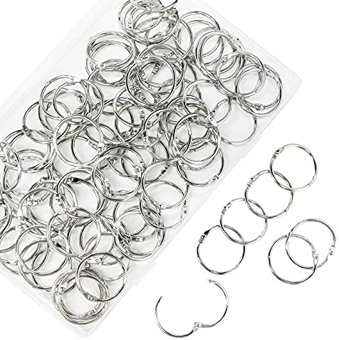 Loose Leaf Binder Rings 1-Inch（100 Pack） Office Book Rings, Nickel Plated Steel Binder Rings, Key Rings, Metal Book Rings, for School，Sliver