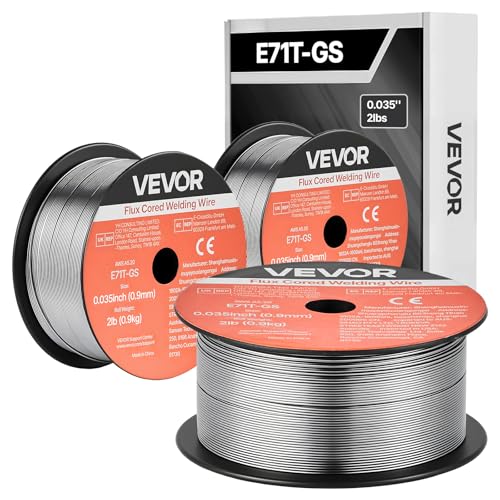 VEVOR Flux Core MIG Welding Wire, E71T-GS 0.035-inch 2 LBS, Gasless Mild Steel Welding Wire with Low...