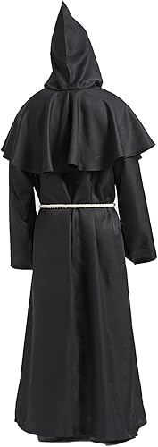 Miniatura 3 de Disfraz de sacerdote para hombre adulto, disfraces de Halloween para hombres, disfraz de monje con capucha y capa de fraile