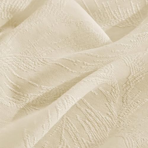 Rideau semi transparent beige texturé aux finitions soignées - 3