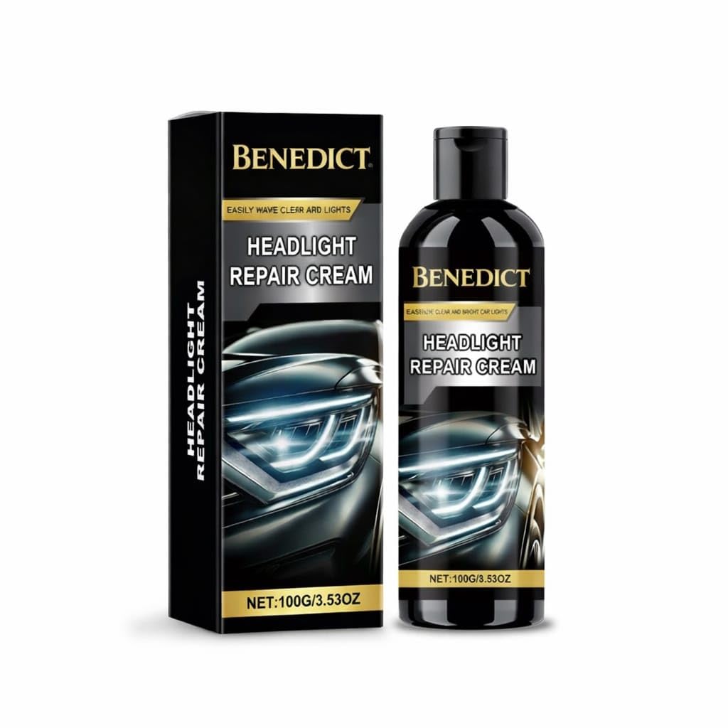 BENEDICT Headlight Repair Cream | Car Headlight Cleaning & Restoration Cream | Helps Improve Clarity and Appearance | Suitable for Cars & Bikes | (1, 100G)