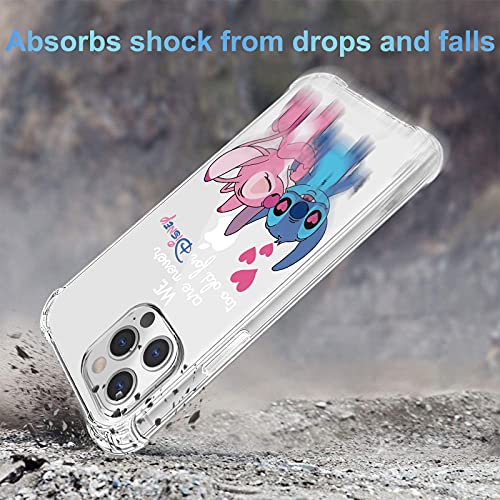 Mccaie Cute Cartoon Iphone 12 Pro Max Case 6.7 Inch, Clear Case Licking Screen Stitch 4 Corner Shockproof Protection Tpu Ultra-Thin Bumper For Iphone 12 Pro Max (Stitch And Angel) #TOP4