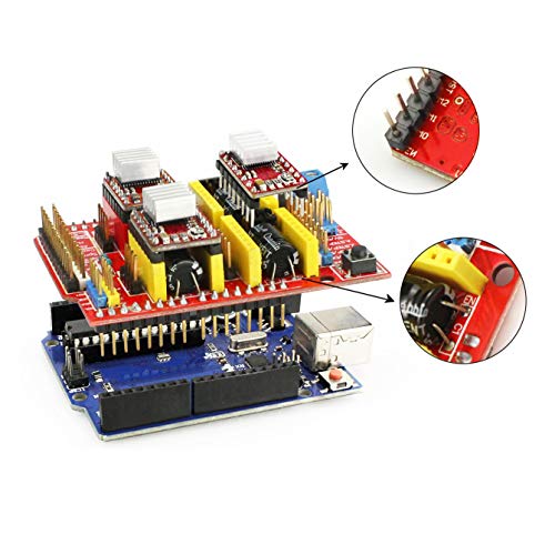 Keeyees Professional 3D Printer Cnc Kit With E-Tutorial - Cnc Shield Expansion Board V3.0 Board A4988 Stepper Motor Driver Dc Power Cable Mechanical Switch Endstop With Jumper Caps #TOP4