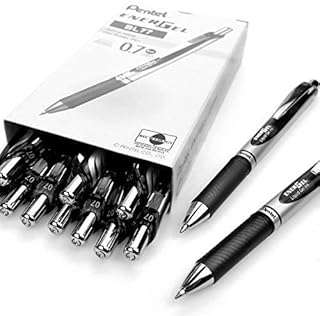 Pentel EnerGel XM BL77 - Retractable Liquid Gel Ink Pen - 0.7mm - 54% Recycled - Black - Box of 12