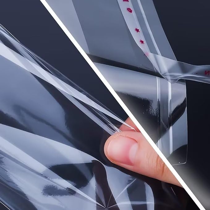300 Pezzi Sacchetti di Trasparente Autoadesivi 13x18cm Buste Trasparenti OPP 50µm Sacchettini Plastica Cellophane con Chiusura Adesiva per Gioielli Caramella Biscotti Foto(8 misure a scelta
