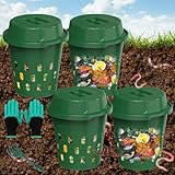 TOP XIAN 4-Pack Inground Worm Composter, Outdoor Worm...