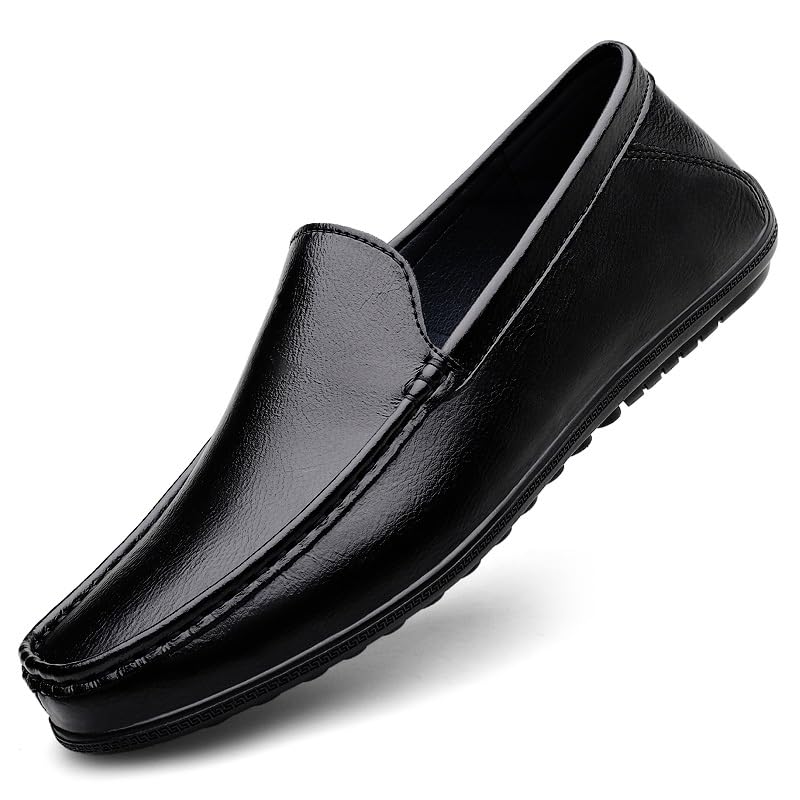 Men's Loafers Round Toe PU Leather Loafer Shoes Comfortable Flexible Slip Resistant Classic Wedding Slip-on