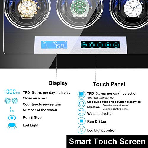 Jqueen Watch Winder 3 With Quiet Japanese Mabuchi Motor, Microfiber Leather With Lcd Touch Screen #TOP3