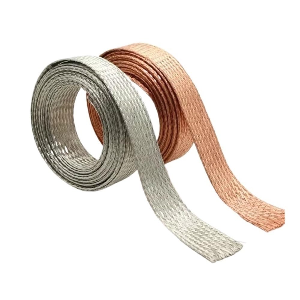 Guaina intrecciata per cavi, Guaina metallica espandibile intrecciata in rame stagnato da 1 m, schermatura cavo audio da 4-28 mm, oro/argento(Golden,28mm)