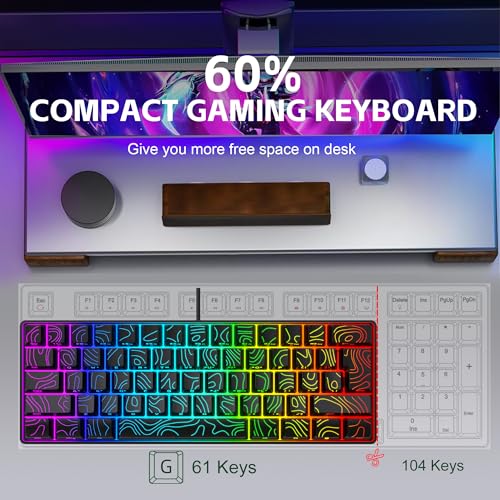 Image of Snpurdiri 60% Wired Gaming Keyboard 61 Keys RGB (Contour Line-Black)
