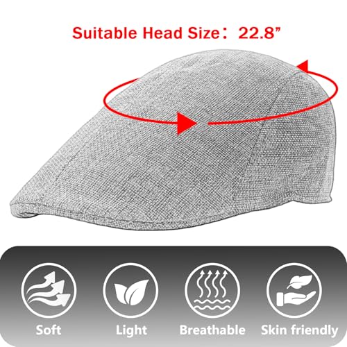 Meioro Men'S Flat Cap Summer Straw Weave Linen-Like Cotton Newsboy Hats Breathable Gatsby Irish Cabbie Ivy Cap thumb #1