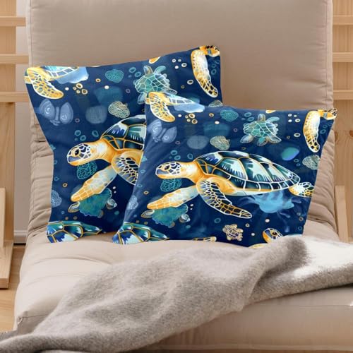 Housses de coussin en velours premium à motif tortues de mer - 3