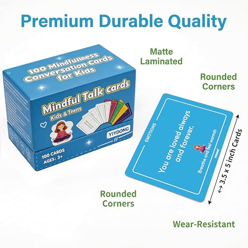 100 Mindful Talk Flashcards for Kids Social Emotional Learning SEL Cards for Ages 4-12, Calm Down Corner Supplies Emotion Regulation Conversation Starters for Classroom Therapy Homeschool - Image 4