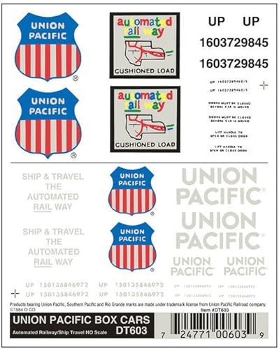 Woodland Scenics Adhesivos de transferencia en seco Escala HO Union Pacific Box Cars