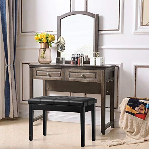 Comfortable Stylish Piano Wood Bench Leather Padded Keyboard Seat Padded Double Duet Wood With Storage Lightweight And Easy To Move #TOP3