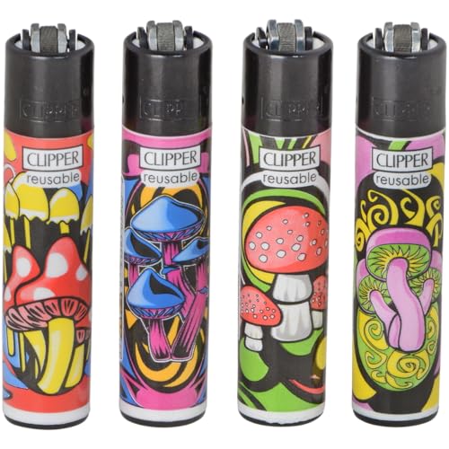 Clipper Reusable Lighters - 4 Pack - Mushrooms Colors