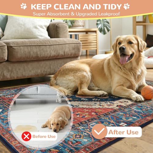 Image of Lahome Reusable Washable Puppy Pads - 2 Pack Super Absorbent & Waterproof Dog Training Mats for Potty, Crate and Floor - Leakproof Pee Pads with Non-Slip Backing (Red, 36 inchx48 inch)
