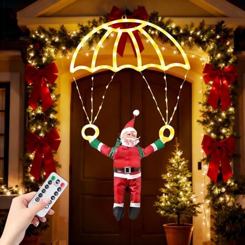 LYPPUL Weihnachtsmann Fallschirm Lichterkette, 90CM 8 Modi...