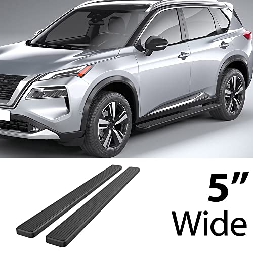 Estribos laterales acero inoxidable 5in negro para Nissan Rogue miniatura 2