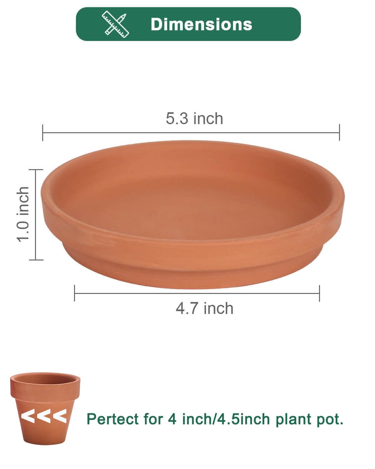 Mały spodek do roślin z terakoty – 6 szt. małych okrągłych spodków do doniczek na rośliny, małe gliniane tace na rośliny idealne na 10 cm, 12 cm, 12 cm, 12 cm, 12 cm, 12 cm, 12 cm, 12 cm, 12 cm, 12 cm doniczka na kwiaty z otworem drenażowym, idealna do we