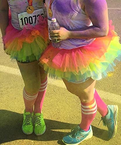 Rainbow Tutu Adult Women's Rainbow Classic 5-Layered Tulle Tutu Halloween Skirt Dance Petticoat,Rainbow Tutu #TOP2