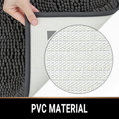 Soft Plush Chenille Around Toilet - Cold Feet Protector Bathroom Rug, Absorbent Microfiber Contour/U Shape Bath Mat, Machine Washable, Non-Slip Grip, Quick-Dry, Thick Shaggy (Charcoal Gray, 24"X20") #TOP4