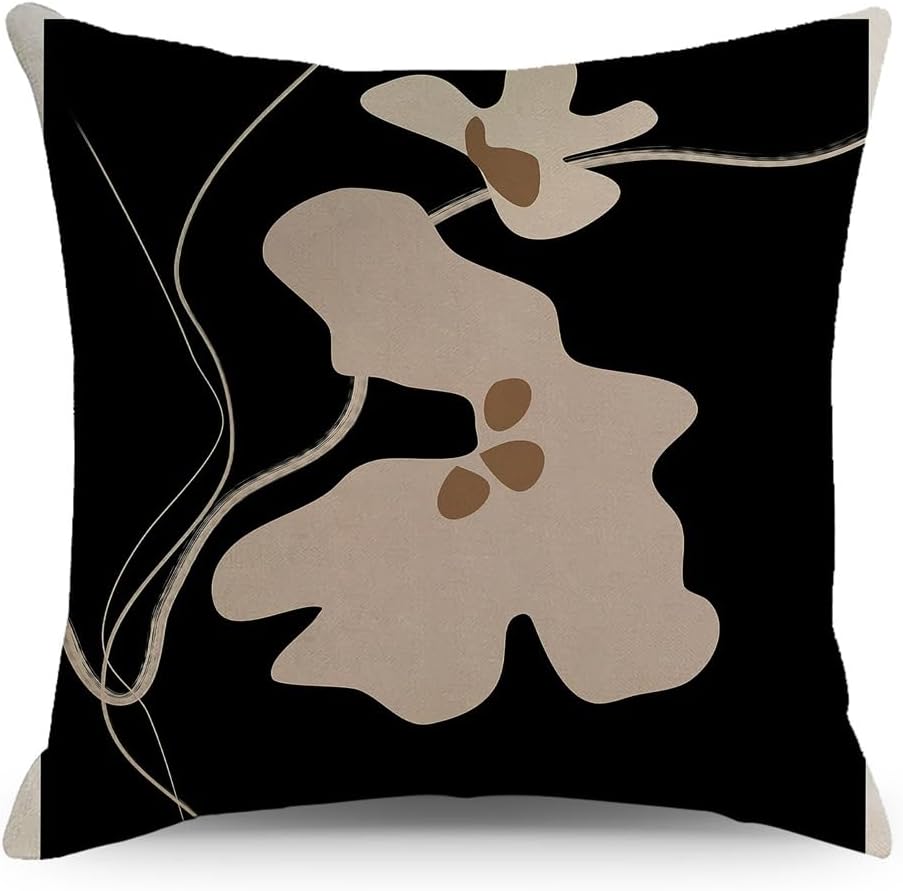 HBJWOV Nordic Abstract Linen Pillow Cover Black and White Ins Home Products Sofa Headboard Car Cushion