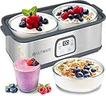 Ultimate Probiotic Yogurt Maker with Adjustable Time & Temp Control - Make Trillions of Live Probiotics with Two 1-Quart Containers for Larger Batches - Greek Yogurt Maker - ULTIMATE LIFETIME WARRANTY