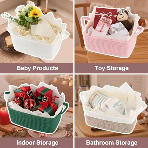 Image of OIASKET Gift Basket Empty with Handle, Small Woven Baskets for Gifts Empty | 13.6 inchx10 inchx5.9 inch, Baby Shower Toy Storage Baskets, Dog Toy Storage for Organizing, with Gift Bag Ribbon Tissue Paper