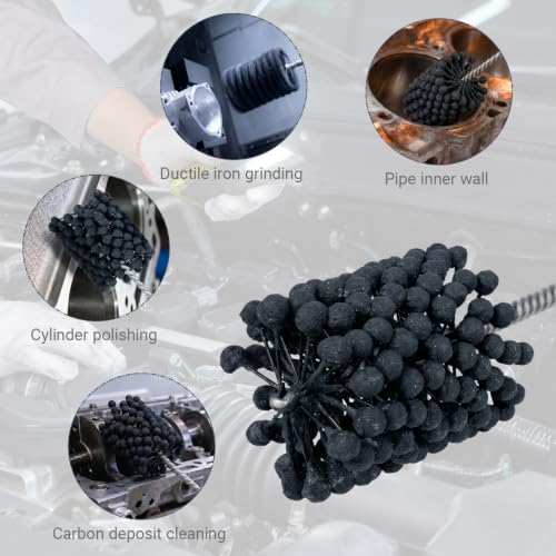 Image of Cylinder Hone, 240 Grit Silicon Carbide, 2 1 /2 inch (63.5mm) Diameter Ball Hone | for Hole Diameters 2 3 /8 inch - 2 1 /2 inch, Cylinder Engine Sanding Brush for Mild Steel, Stainless Steel and Cast Iron