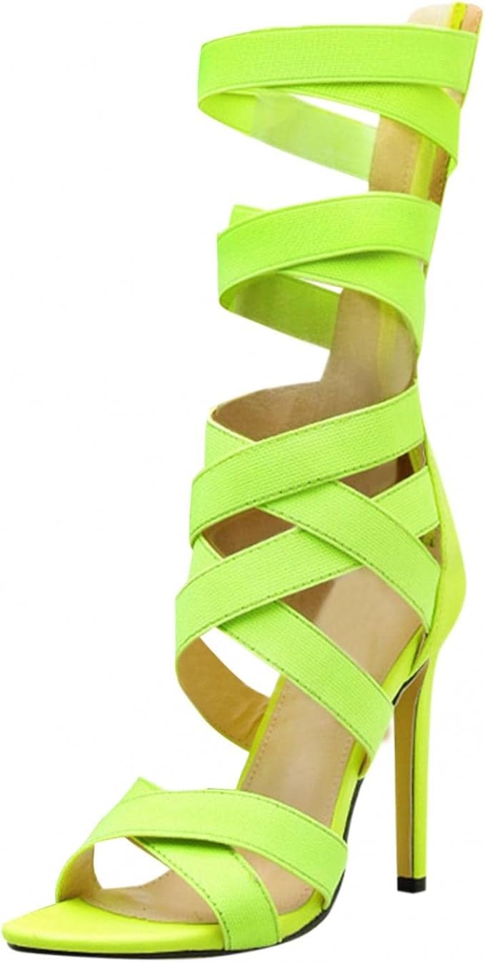 Amazon Co Jp グラディエーター サンダル 靴 シューズ レディース ハイヒール ストラップ ピンヒール バックファスナー シンプル 美脚 脚長 クロス 美脚 ハイヒール ミュール レディース 結婚式 花嫁 パーティー 演出 10cm ハイヒール Daoucixia Industrial Scientific