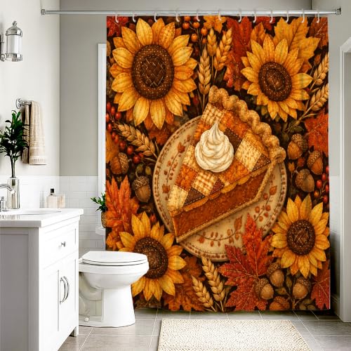 Rideau de douche extra long automne 183x243cm avec crochets - 3