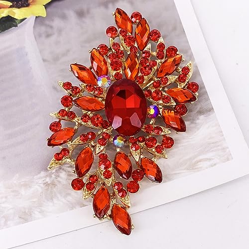 Image of SELOVO Big Large Leaf Brooches and Pins Scarf Decoration Gold Tone