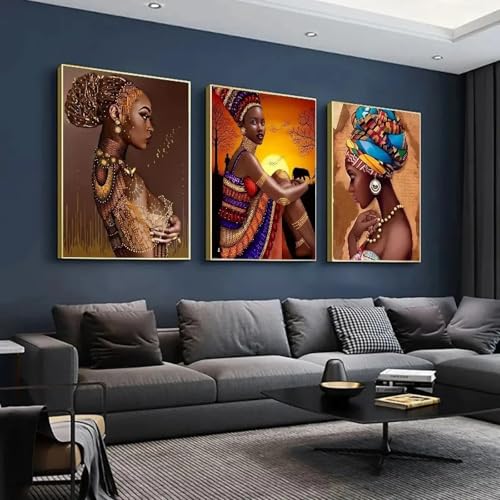 Peinture sur toile femme africaine affiches d'art mural premium