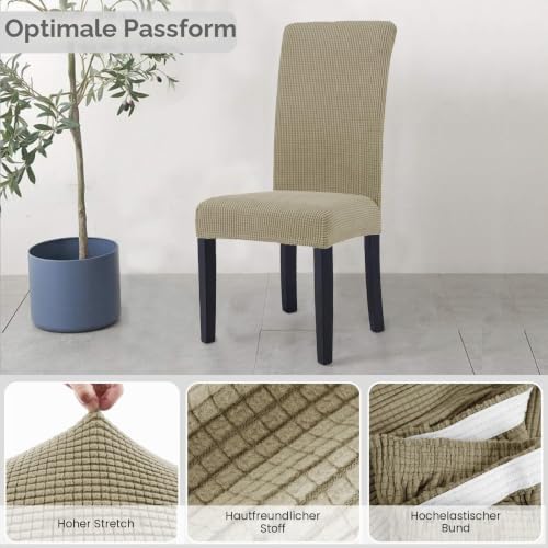 YSTELLAA Stuhlhussen 4er Set, Stretch Stuhlbezug Für Esszimmerstühle, Abnehmbarer Waschbarer stuhlhusse, Stuhlbezüge Elastisch… – Ansicht 4