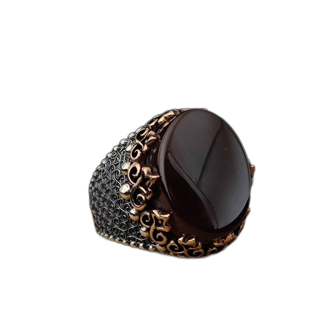 GenericOriginal Yemeni Aqeeq (Agate), Handmade Ring, Sterling Silver Ring, Stone Men Ring, Gift for Husband, Gift for him, Gift for Men